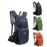 LEMUVLT Hiking Daypack Backpack 15L Capacity, Many Compartments,Lightweight & Durable - Ideal as Hydration Backpack for Hiking, Running, MTB Cycling - Bladder NOT Included (Navy)