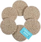 OrganiHaus Set of 6 Brown Cute Coasters for Drinks, Absorbent Coasters, Farmhouse Coasters for Coffee Table, Desk Cup Coasters, Rustic Aesthetic Boho Coasters, Moisture Absorbing Woven Coasters