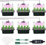 Seed Starter Tray with Grow Light, 6 Pack Plant Germination Trays Grow Seed Starter Kit with Adjustable Humidity Dome (60 Cells Total Tray) Seed Trays for Seeds Growing Starting (Black)