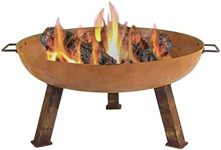 Sunnydaze 30-Inch Rustic Cast Iron Outdoor Raised Fire Pit Bowl with Handles - Oxidized Finish