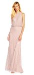 Adrianna Papell Women's Halter Art Deco Beaded Blouson Dress, Blush 10