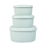 BLUE GINKGO Nesting Silicone Containers - Set of 3 Hard-Shell Silicone Food Storage Containers | BPA Free, Airtight, Dishwasher and Freezer Safe (6.7oz, 10oz, 20oz) - Green