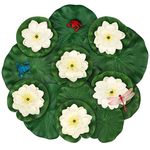 MicButty 16pcs Artificial Floating Pool Flowers Foam Lotus Floating Lotus Flowers for Pool Artificial Lotus Flower with Plastic Frog Lily Pads Artificial Lily Pads for Pond Aquarium Decoration