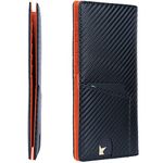 Alldaily Bifold Long Slim Wallets for men, Leather RFID Blocking Credit Card Holder with ID Window, Black and Orange