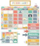 Carson Dellosa We Belong 137-Piece Calendar Bulletin Board Set for Wall, Boho Rainbow Classroom Calendar, Monthly Calendar Headers & Cover-Ups, Seasons & Weather Chart, and More, Boho Classroom Décor