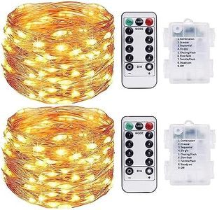 Fairy Lights Battery, 2 Pack 39ft/10m 100 LED String Lights, 8 Modes Waterproof Fairy String Lights with Remote Control, Lights for Indoor, Party, Wedding, Birthday, and Christmas Decoration