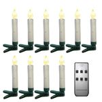 Mobestech Christmas tree candles with clips, remote control, flickering LED candle lights for Christmas tree decoration home party (Random Color)