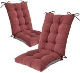 HAVARGO Rocking Chair Cushions Indoor High Back Wooden Rocker Adirondack Chair Cushions, Tufted Patio Chair Pad Cushion and Back Cushion Set, Wine Red, 2 Packs