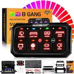 Auxbeam RGB 8 Gang Switch Panel 5.3 Inch RB80 XL with Off Backlight Toggle Momentary Pulsed Switch Pod for Truck ATV Offroad Marine Multifunction Waterproof Circuit Relay System Box, 2 Years Warranty