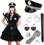 EliphonTowne Halloween Police Costume - 6PCS Police Accessories Halloween, Sheriff Badge, Police Baton, Glasses, Ties, Cop Hat and Handcuffs, Police Outfit Accessories for Halloween/Role Play