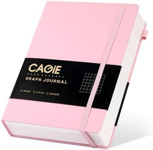 CAGIE Graph Paper Notebook 320 Pages 100 GSM Graphing Grid Journal B5 Hardcover Leather Quad Ruled Notebooks for Engineering, Math, Work, Pink