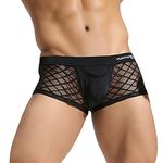 sandbank Men's Sexy Lingerie Mesh Transparent Boxer Briefs Underwear Panties (Black, UK XS(Tag S))