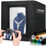 DUCLUS Professional Light Box Photography 40 x 40cm / 16" Photo-studio with Upgraded 18W Dimmable 160 LEDs, USB-C Input, 8 Backdrops for Product Shooting