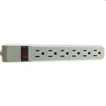 Power Strip, 6 Outlet, Plastic with 10 ft cord, Horizontal plug orientation