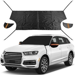 EXQUISLIFE Windshield Snow Ice Cover for Cars, Extra Larger Size 82 x 62 inches Shade, Waterproof Winter Frost and Sunshade Cover with Side Mirrors Cover, Windshield Protector for Cars, SUVs, Trucks