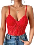 Milumia Women's Floral Lace Corset Bodysuit Sexy Going Out Tops Club Rave Party