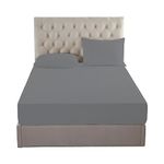 British Home Bedding - 100% Egyptian Cotton 200 Thread Count Fitted Bed Sheet (Grey, Double)