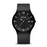 BERING Men Analog Solar Collection Watch with stainless steel Strap and Sapphire Crystal 14440-222, Black