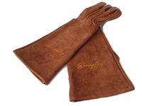 Rose Pruning Gloves for Men and Women. Thorn Proof Goatskin Leather Gardening Gloves with Long Cowhide Gauntlet to Protect Your Arms Until The Elbow (Medium, Brown)