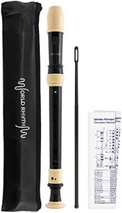 World Rhythm WR-805 Flûte à bec scolaire, flûte à bec 3 pièces, comprenant une baguette de nettoyage, un tableau des doigtés et un sac de transport - Noir et ivoire