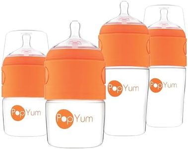 PopYum Orange Formula Making Baby Bottle Starter Set, 4-Pack, 2X 5oz Bottles with #1 Slow Flow Nipples + 2X 9oz Bottles with #2 Medium Flow Nipples