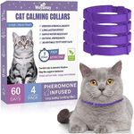 Woyamay 4 Pack Calming Collar for Cats, Adjustable Cat Calming Collar for Cat Anxiety Relief, Cat Pheromones Collar, Water-Resistant & Breakaway Calming Cat Collars, Long-Lasting 60 Days, Purple