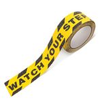 Huakaile Watch Your Step Caution Tape 1.97in x 16.4Ft, Non Skid Tape Yellow Black Waterproof, Anti-Slip High Traction Safety Grip Tape for Stairs Steps Ladder, Indoor Outdoor Treads (A)