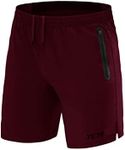 TCA Elite Tech Lightweight Mens Running Shorts Men Gym Shorts with Zip Pockets - Maroon, XL