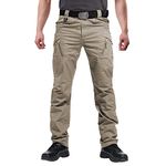 FEDTOSING Men's Outdoor Cargo Work Trousers Military Tactical Pants Combat Ripstop Trousers (Khaki 30W / 30L)