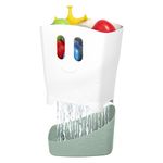 Ubbi Freestanding Bath Toy Organizer Bath Caddy with Removable Drying Rack Bin & Scoop for Toddlers + Baby, Sage