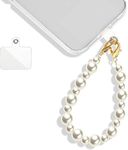 KHOLAD Universal Mobile Phone Chain & Lanyard Phone Charm with Beaded Pearl, Cell Phone Lanyard with Tether Tab, Phone Chain Strap, Hands-Free Wrist Strap, Phone Strap for Women White