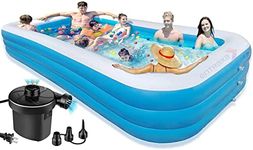 Entraxa Inflatable Swimming Pool Adults Above Ground,10Feet-Swimming Pools Bestway for Kids and Adults,Outdoor,Backyard,Garden-Easy Set Family Pool with Electric Air Pump 120" X 72" X 24" -(Multi)