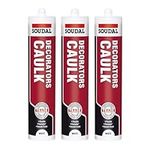 Pack of 3, Soudal Decorator Caulk Gap & Crack Filler Acrylic Silcone Adhesive Sealant