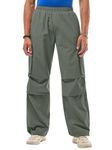 GRECIILOOKS Cotton Solid Side Pockets Parachute Cargo Baggy Pant for Men (GL-TP-1083-M-GREEN)