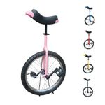 TCUDCKI Unicycle for Adults Adjustable Seat with Unicycle Stand for Fun Fitness Exercises Balance Training Circus Performances (Pink, 12")