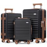 SHOWKOO Luggage Sets 3 Piece Hardside Expandable Suitcase with Double Spinner Wheels TSA Lock Black (20in/24in/28in)