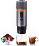 CONQUECO Portable Espresso Machine Travel: 12v Car Coffee Maker with Battery for Camping - Small Electric - 2.5 Mins Heating - 8 Cups Espresso for One Charge