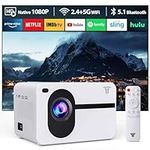 2024 New Upgraded Mini Projector with Enhanced Features 5G WiFi, Full HD 1080P, BT 5.1 Support, 12000 Lumens for Home Cinema, Compatible with Smartphones, Android/iOS/TV Box/PS5/XBOX.