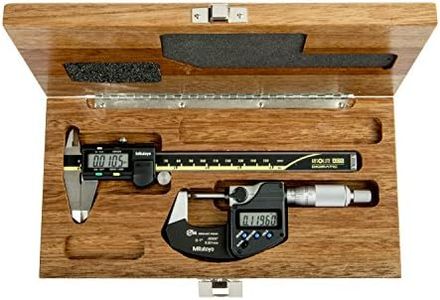 Mitutoyo 64PKA076B Digimatic Tool Kit, Non-Output, Includes Caliper, 500-196-30 (0-6”/0-150mm, .0005” / 0.01mm), Micrometer, 293-340-30 (0-1”/0-25mm, .00005”/0.001mm), and a Mahogany case.