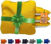 Cornhole365 Stick & Slide Cornhole Bags - Resin Filled, Canvas and Suede, Tournament Bean Bags, Regulation, Slick Shot Bags, Cornhole Bags - Yellow - Set of 4