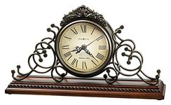 Howard Miller Adelaide Mantel Clock 635-130 – Windsor Cherry Finish Base, Wrought-Iron Frame, Quartz, Single Chime Movement