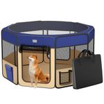 ZuHucpts 48" Portable Foldable Pet Playpen Exercise Pen for Dogs Puppies/Cats | Indoor/Outdoor Use | Includes Pet Grooming Glove