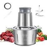 Electric Food Processor, Electric Meat Grinder,Mini Chopper, 2L Food Grade 304 Stainless Bowl, 4 Sharp Blades, 2-Speed Table Mincer Chopper, Fruit, Onion, Peanut, Ginger, Chili, Nuts, Vegetable…