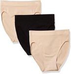 Wacoal Women's B Smooth Hi Cut Brief Panty 3 Pack, Sand, Sand, Black, Medium