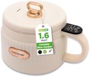 NutriChef 1.6 QT Portable Electric Rice Cooker & Lunch Maker | Multi-Functional & Non-Stick Ceramic Coating | Digital Control Panel | 6 Cook Functions: Rice, Soup, Stew, Porridge & More | White