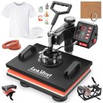 Heat Press, Lya Vinyl 5 in 1 Heat Press Machine - 12 x 15 inch Combo Swing Away T-Shirt Sublimation Transfer Printer, Including Mug and Hat Accessories