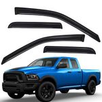 Lightronic WV94101 Outside-Mount Side Window Visor Deflector Rain Guard, Dark Smoke, 4-Pieces Set, Fits 2009-2018 Dodge Ram 1500 Quad Cab, 2019-2023 Ram 1500 Classic Quad Cab