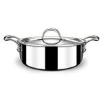 Stahl Triply Stainless Steel Casserole with Lid I Triply Stainless Steel Sauce Pot I Cook & Serve Induction Pan I Artisan 4820, Dia 20 cm, 2.2L (Serves 3 People)