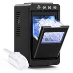 Countertop Ice Maker Machine – 12kg/24H Quick Ice Maker, 9 Cubes in 6 Min, Self-Cleaning, Portable with Handle, Ice Scoop & Basket, Small & Large Cubes, Home/Kitchen/Office/Bar (BLACK-STAINLESS STEEL)