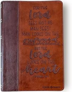 Hand Lettered and Laser Engraved KJV Bible, TwoTone LuxLeather Brown, Hand Lettered and Laser Engraved with Option to Add Custom Name, Personalized Gift for Wedding, Baptism, Graduation or Birthday…